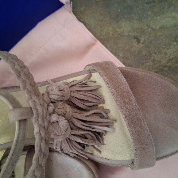 Stuart Weitzman Wedge Suede Sandals Shoes - Picture 2 of 10